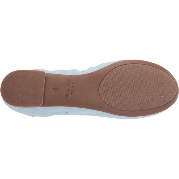 Womens Light Blue Closed Rounded Toe Slip On Low Wedge Heel Ballet Flat Shoes - Picture 5 of 9